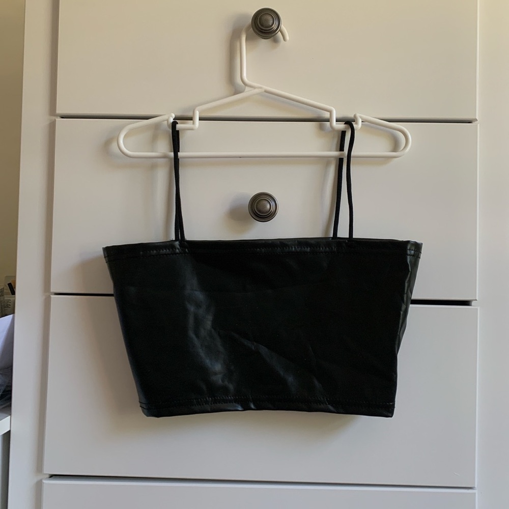 PU leather straight neck cami
